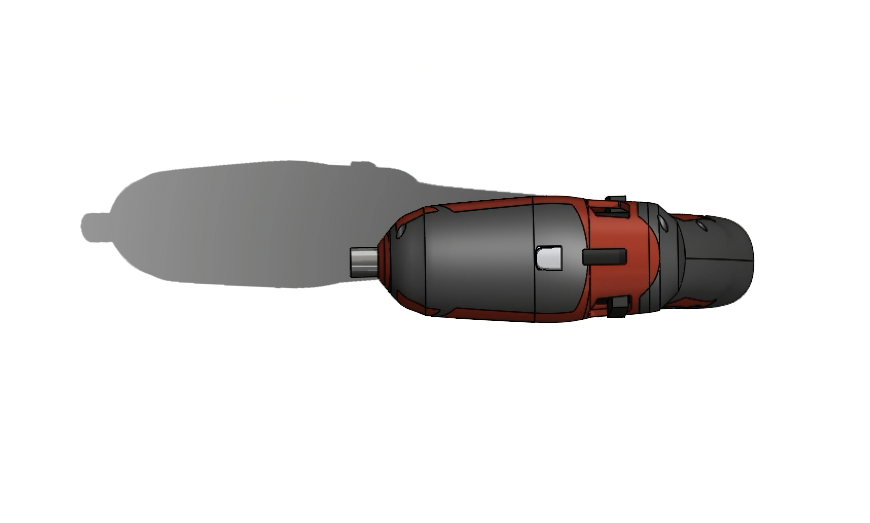 Top CAD view of the assembled screwdriver.